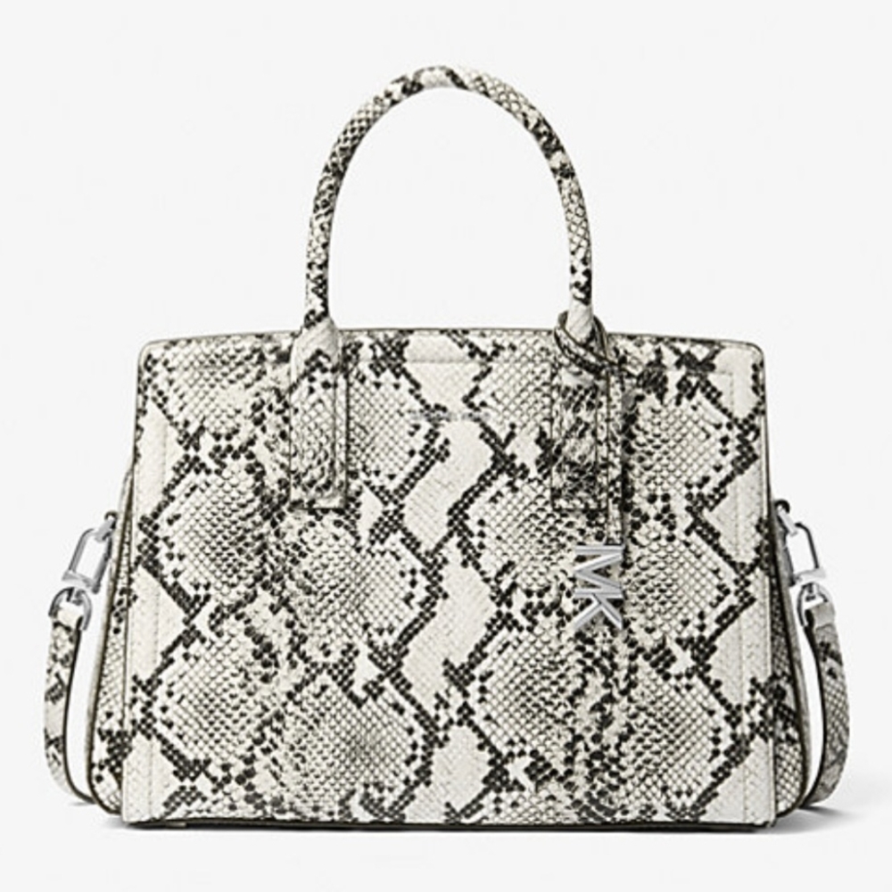 Laila Medium Snake Embossed Leather Satchel MICHAEL KORS